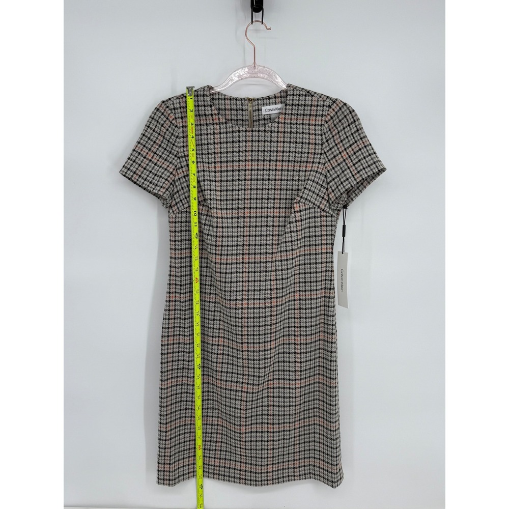 Calvin Klein Houndstooth Sheath Dress Short Sleeve Zipper Back Womens Size 4 NWT - Picture 2 of 12